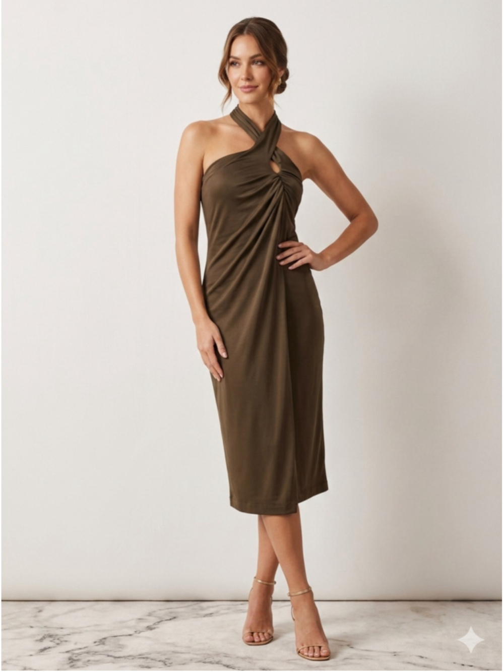 Women's Zara Brown Midi Dress Size M. 1961